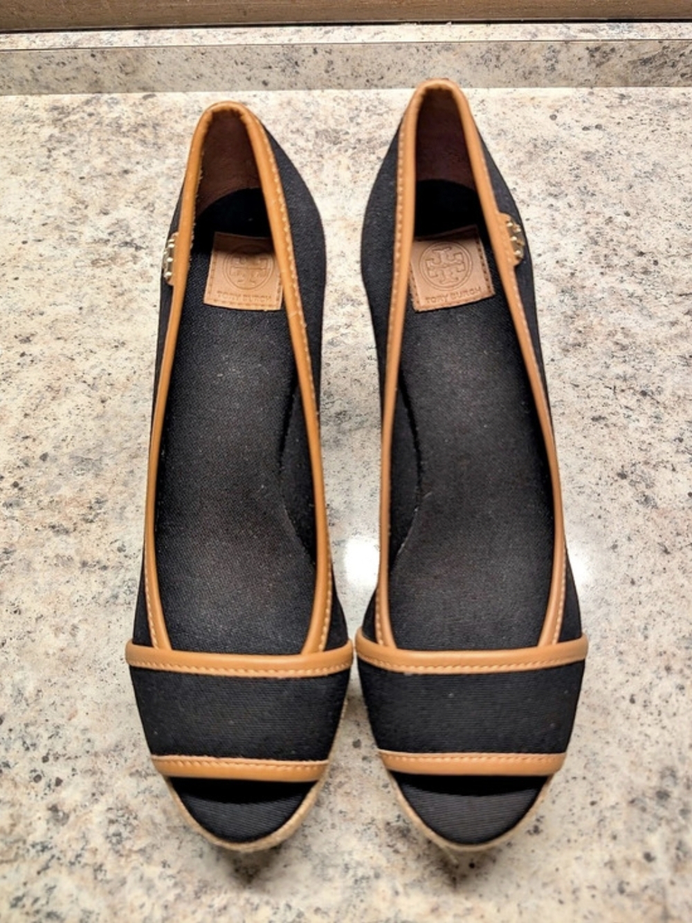 Tory Burch Majorca Espadrille Wedges in Black & Brown NWT - Picture 2 of 5